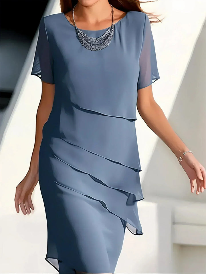 Elina | Women's Refined Tiered Ruffle Midi Dress