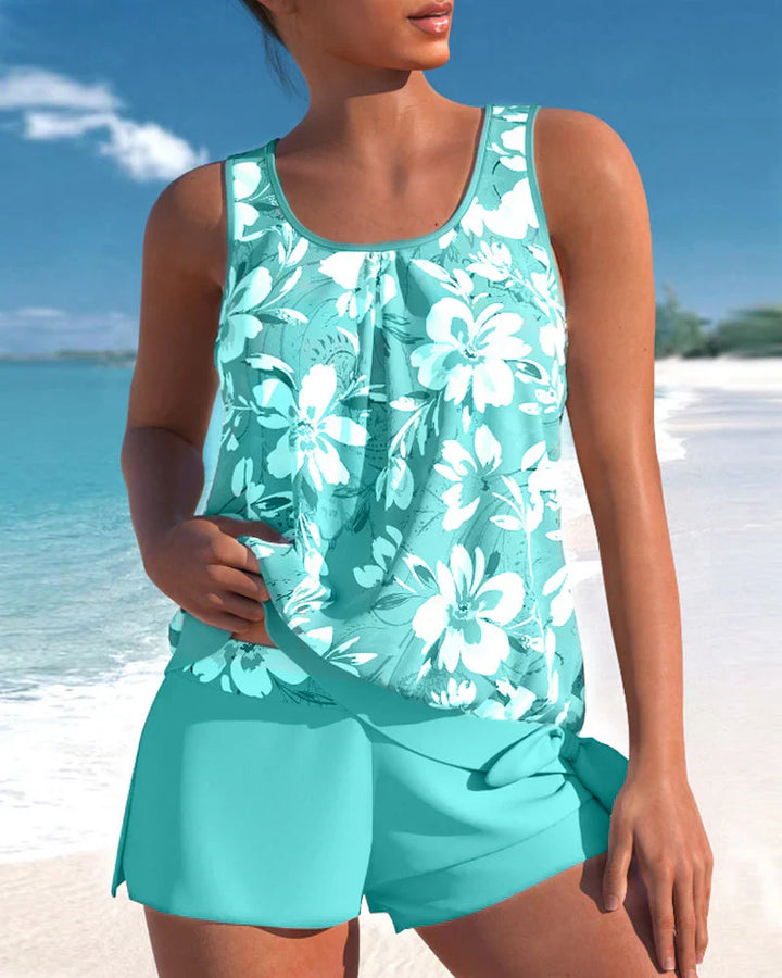 Elira | Women's Floral Sleeveless Tankini Swim Set