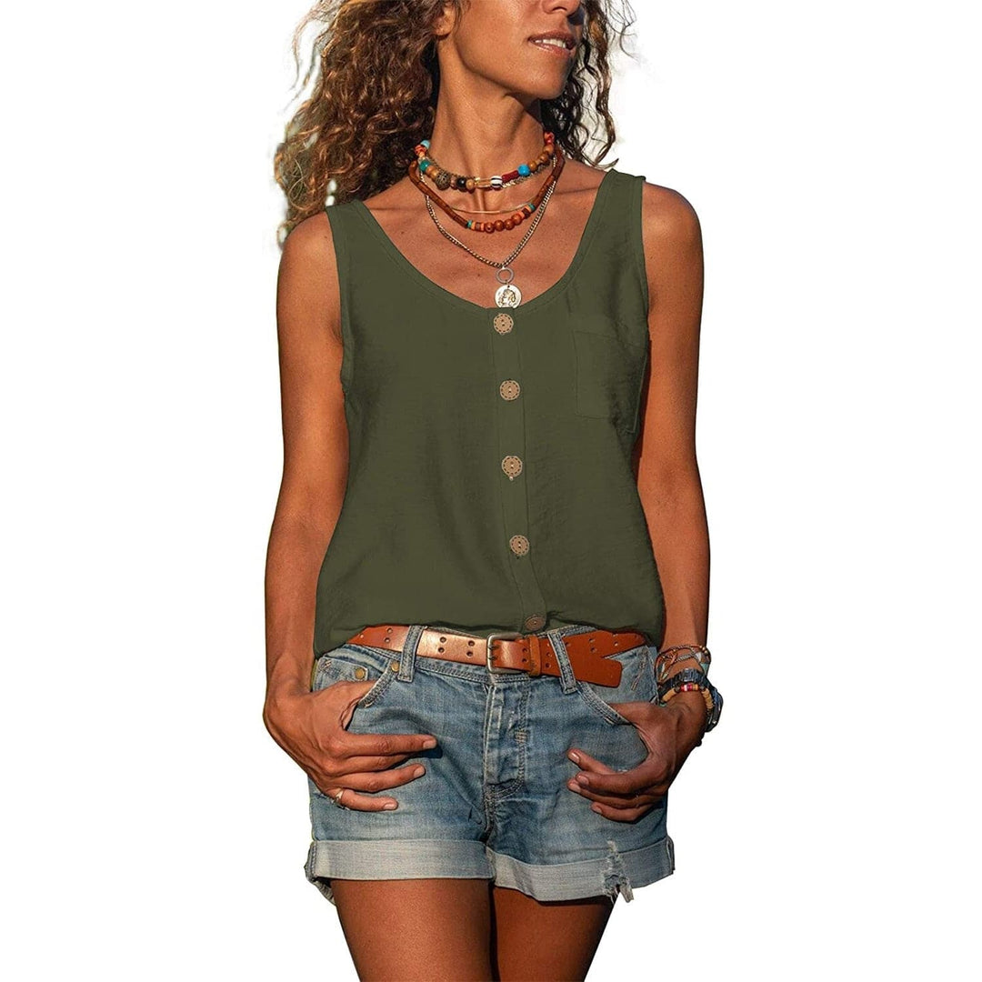 Iris | Women's Sleeveless Button-Front Casual Top