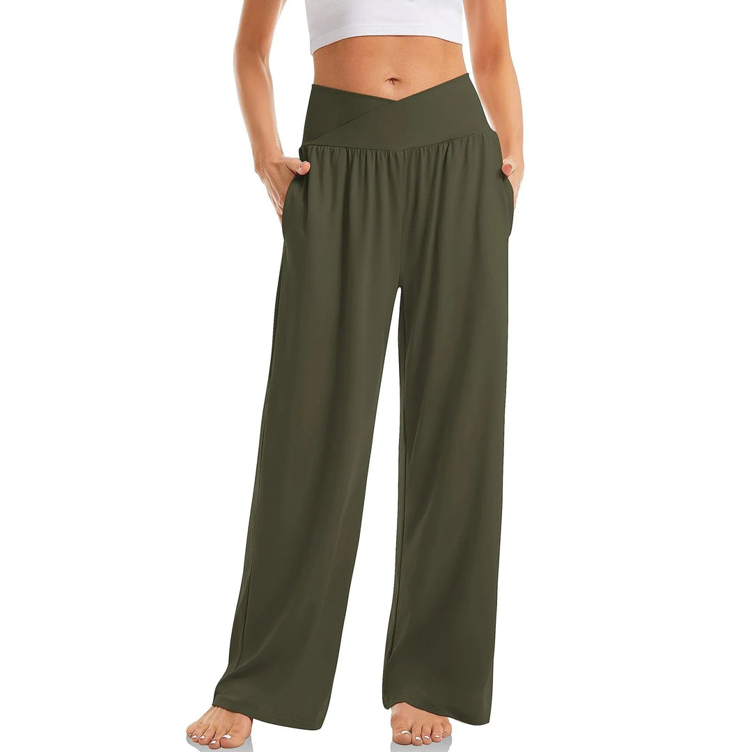 Rhea | Women's Crossover High-Waist Wide-Leg Pants