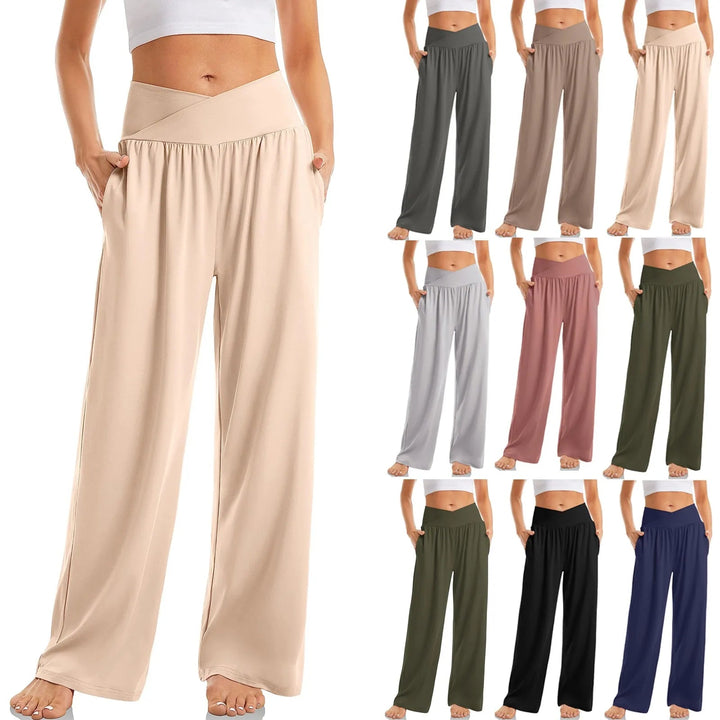 Rhea | Women's Crossover High-Waist Wide-Leg Pants