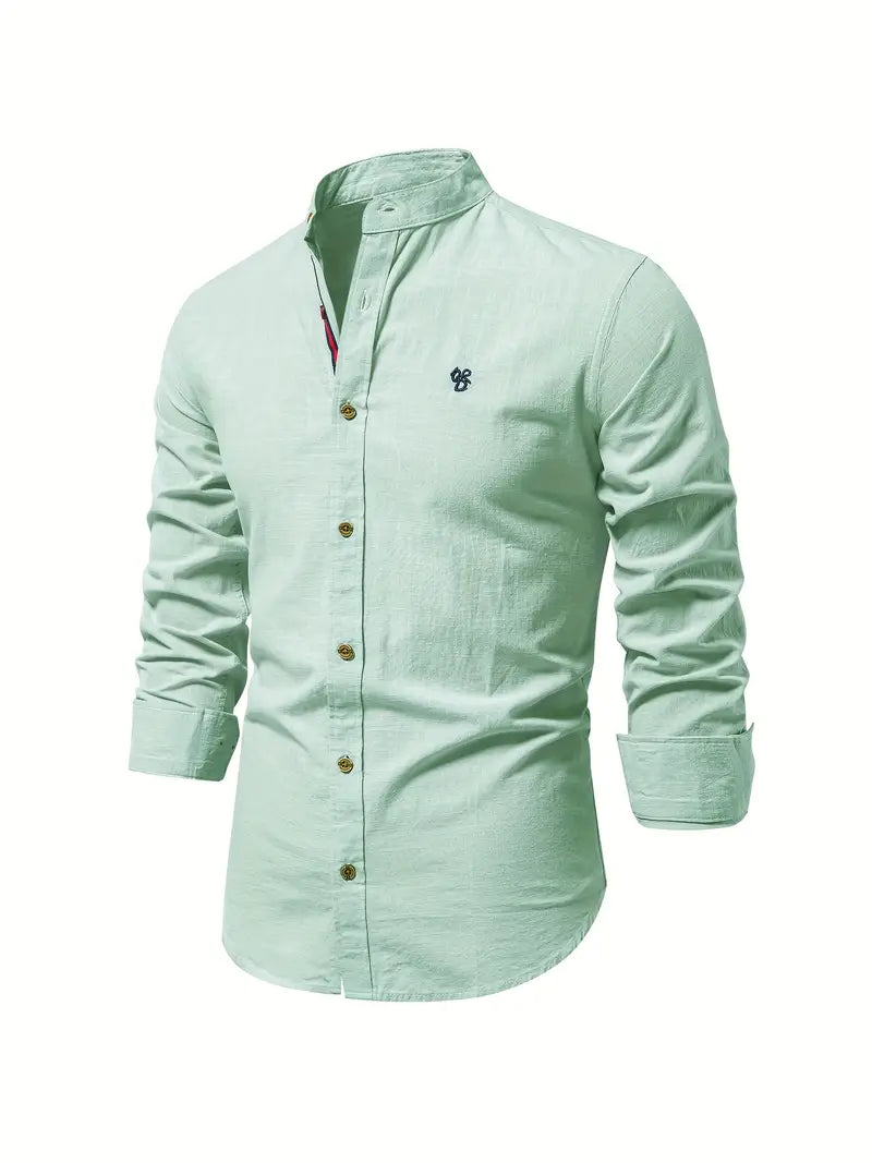 Adrian | Men's Mandarin Collar Button Down Shirt