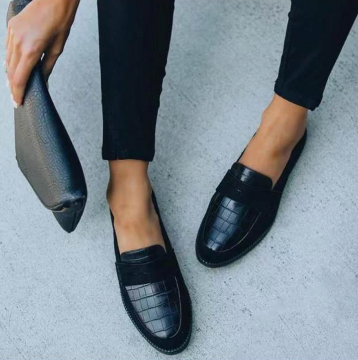 Vera | Women's Croc Textured Slip On Flat Loafers