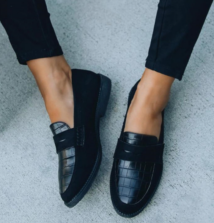 Vera | Women's Croc Textured Slip On Flat Loafers