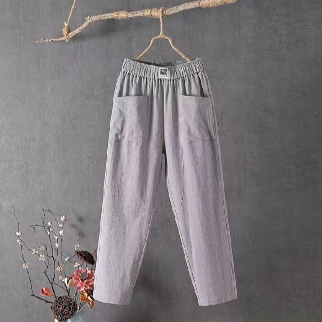 Nora | Women's High Waist Linen Pull On Pants