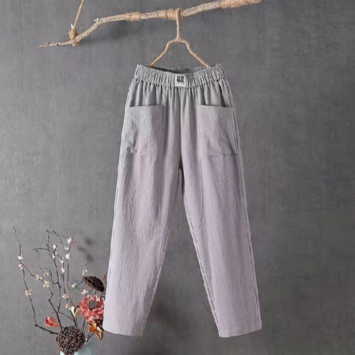 Nora | Women's High Waist Linen Pull On Pants