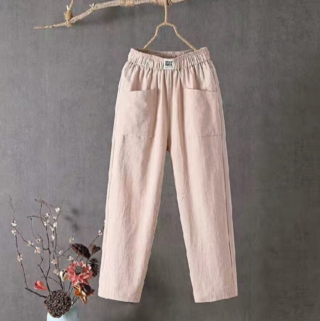 Nora | Women's High Waist Linen Pull On Pants