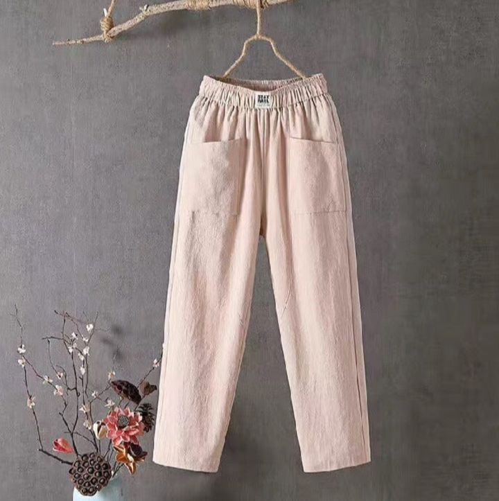 Nora | Women's High Waist Linen Pull On Pants