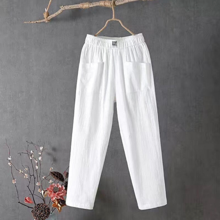 Nora | Women's High Waist Linen Pull On Pants