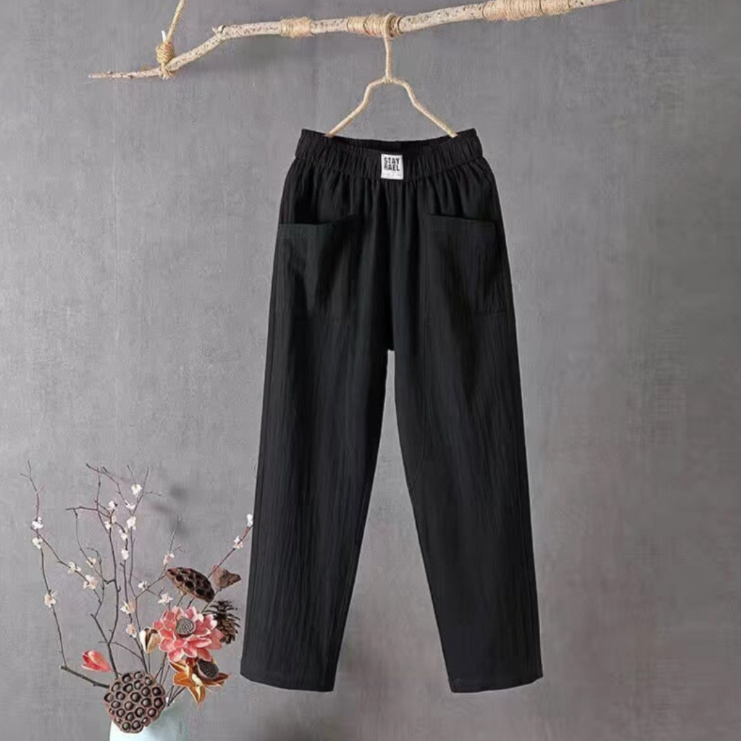 Nora | Women's High Waist Linen Pull On Pants