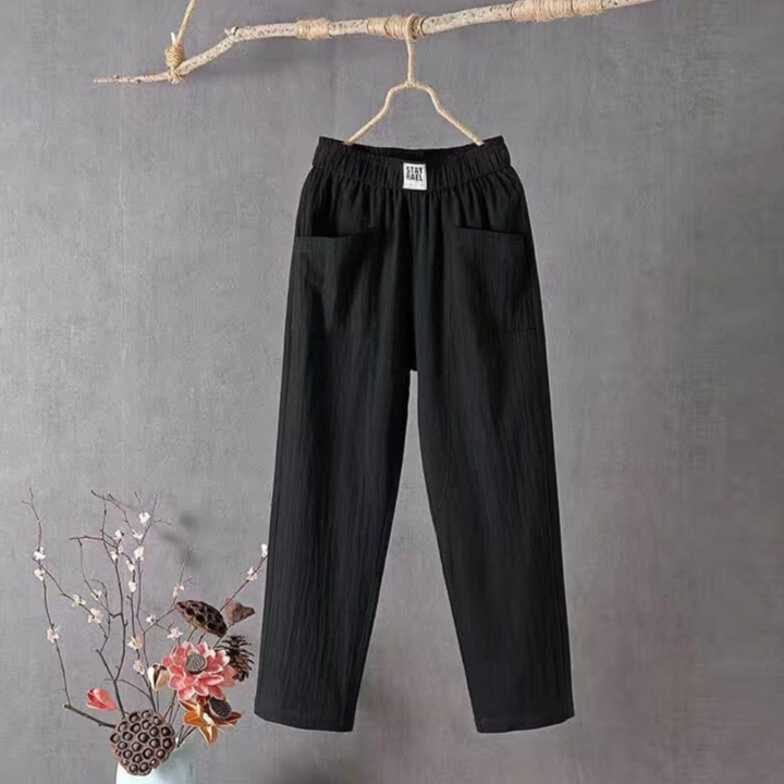 Nora | Women's High Waist Linen Pull On Pants