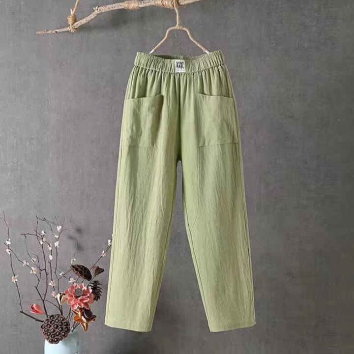 Nora | Women's High Waist Linen Pull On Pants