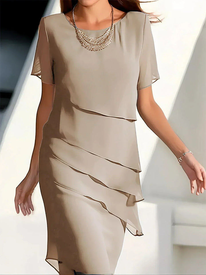 Elena | Women's Layered Ruffle Midi Dress
