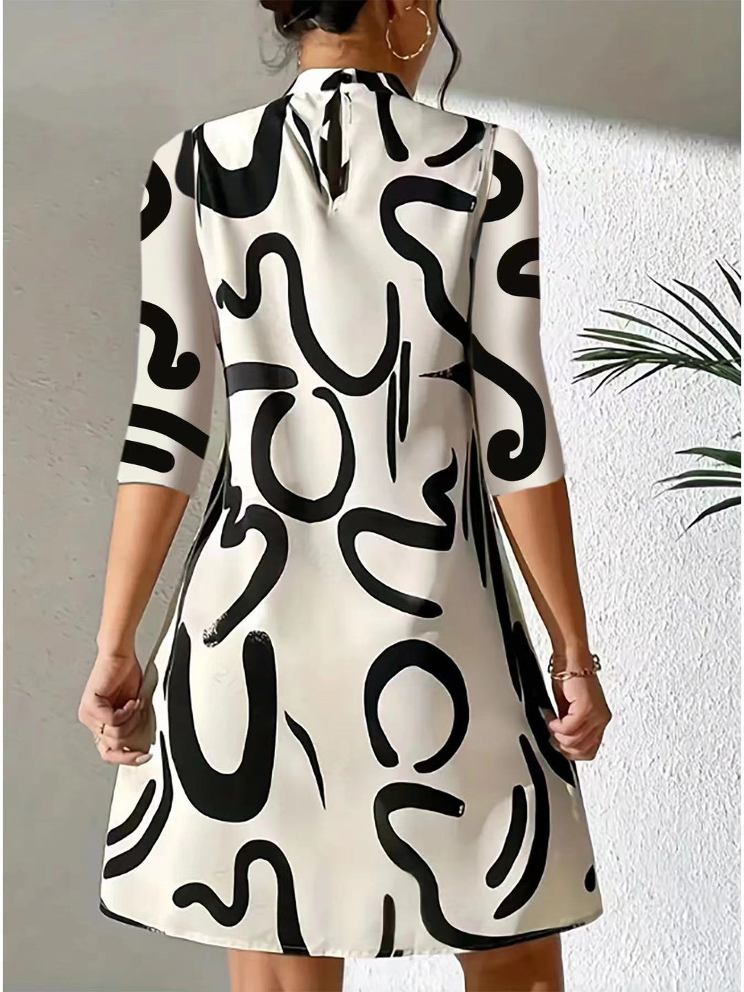 Nova | Women's Abstract Print Mock Neck Dress