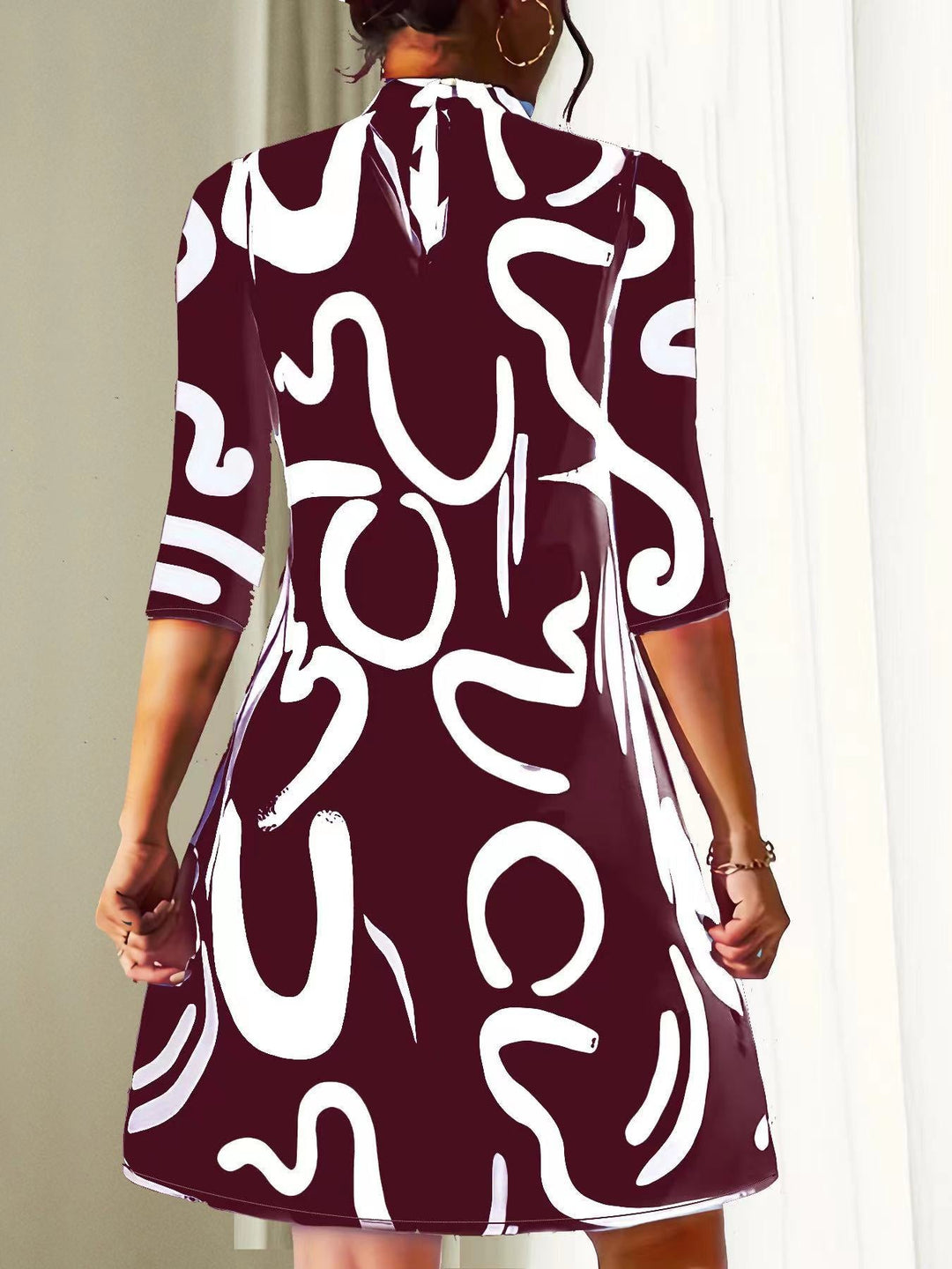 Nova | Women's Abstract Print Mock Neck Dress