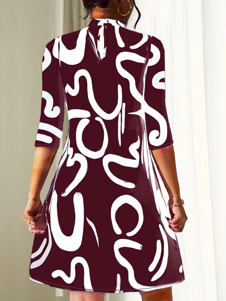Nova | Women's Abstract Print Mock Neck Dress