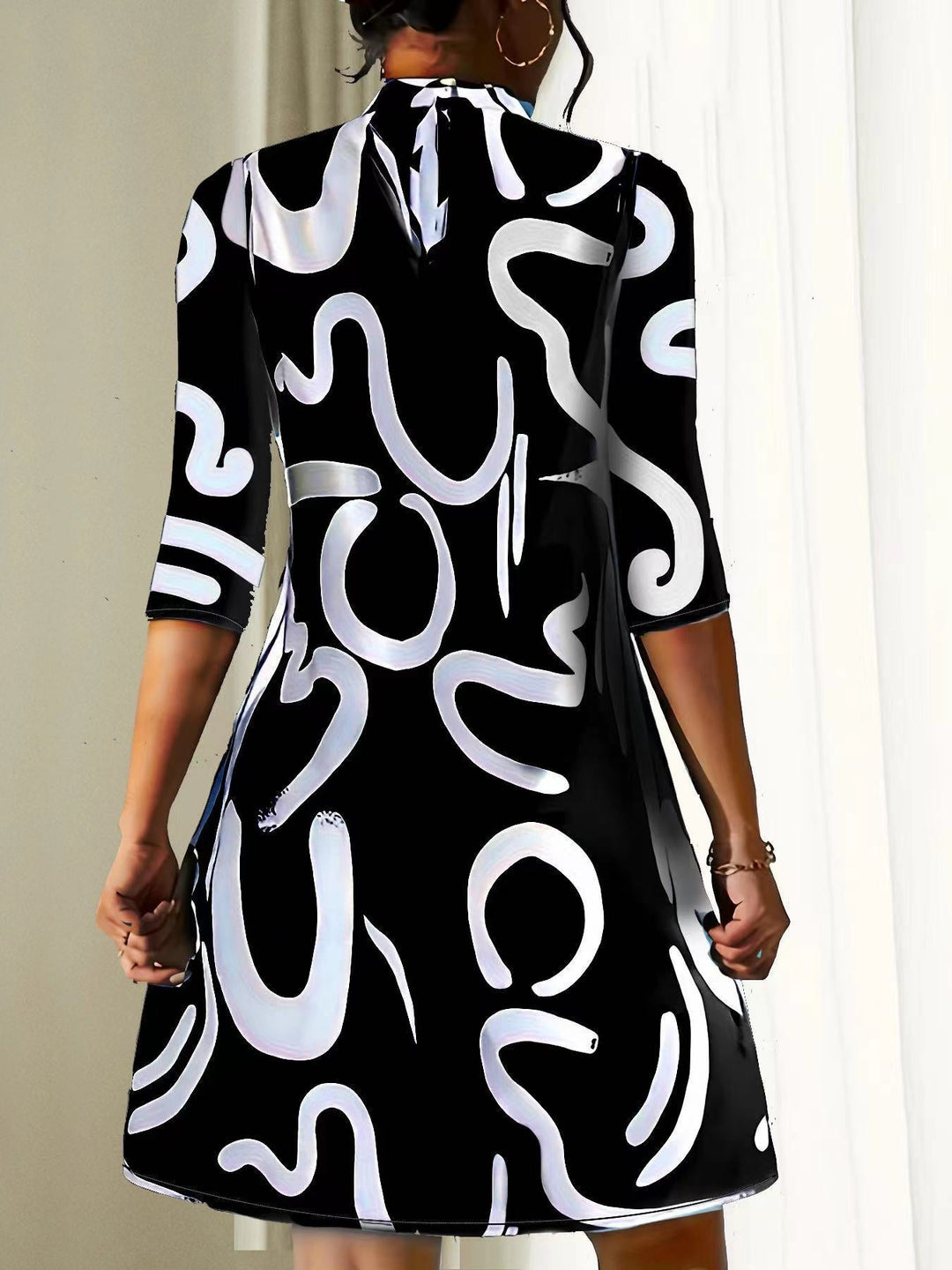 Nova | Women's Abstract Print Mock Neck Dress