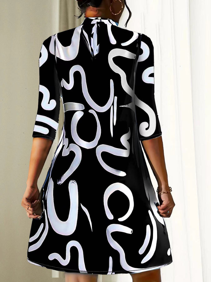 Nova | Women's Abstract Print Mock Neck Dress