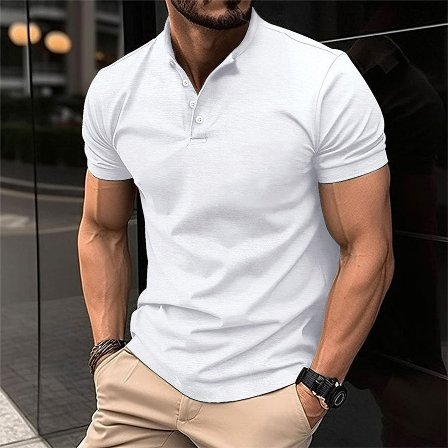 Dario | Men's Short Sleeve Henley Button Polo Shirt