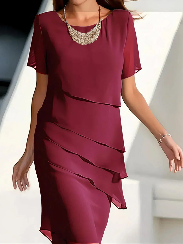 Elina | Women's Refined Tiered Ruffle Midi Dress