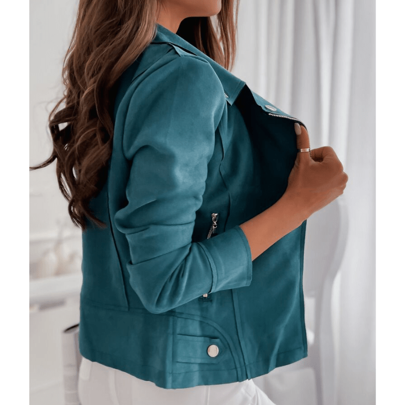 Valera | Women's Slim Fit Suede Biker Style Jacket
