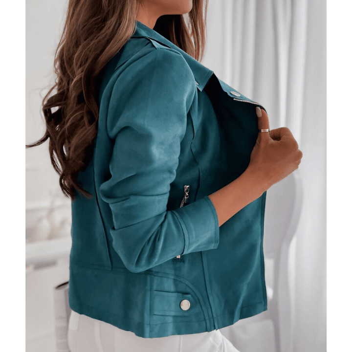 Valera | Women's Slim Fit Suede Biker Style Jacket