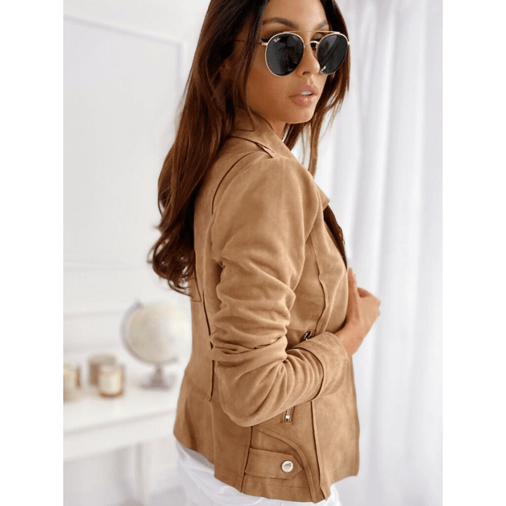 Valera | Women's Slim Fit Suede Biker Style Jacket