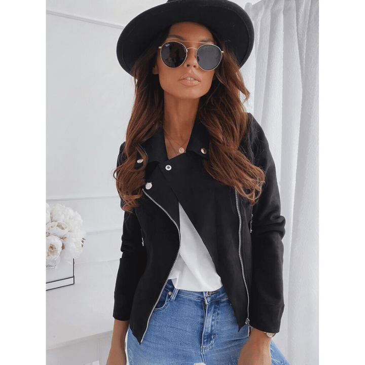 Valera | Women's Slim Fit Suede Biker Style Jacket