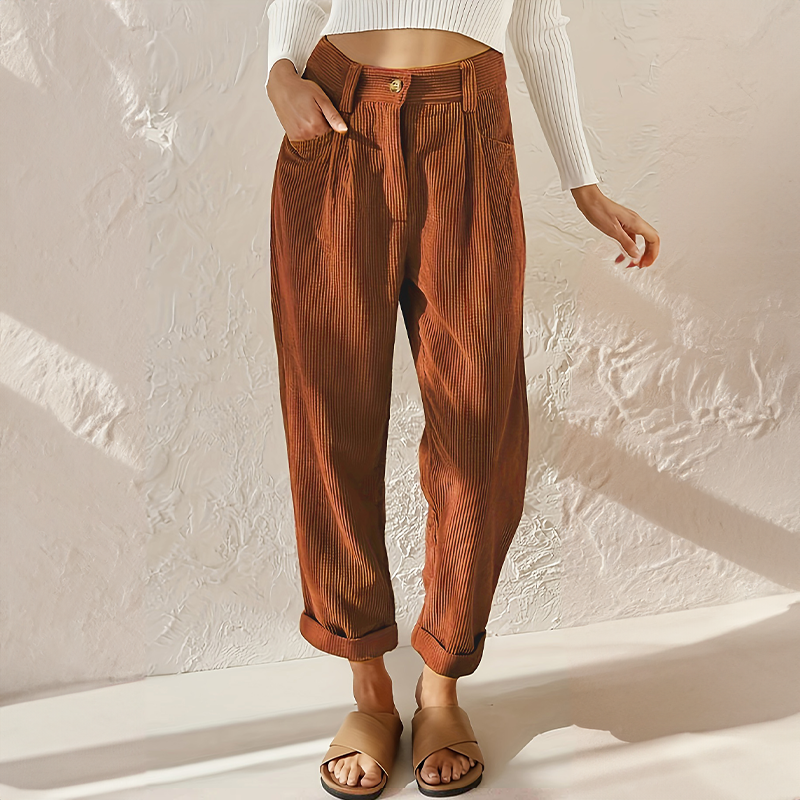Elina | Women's High-Waist Corduroy Casual Pants