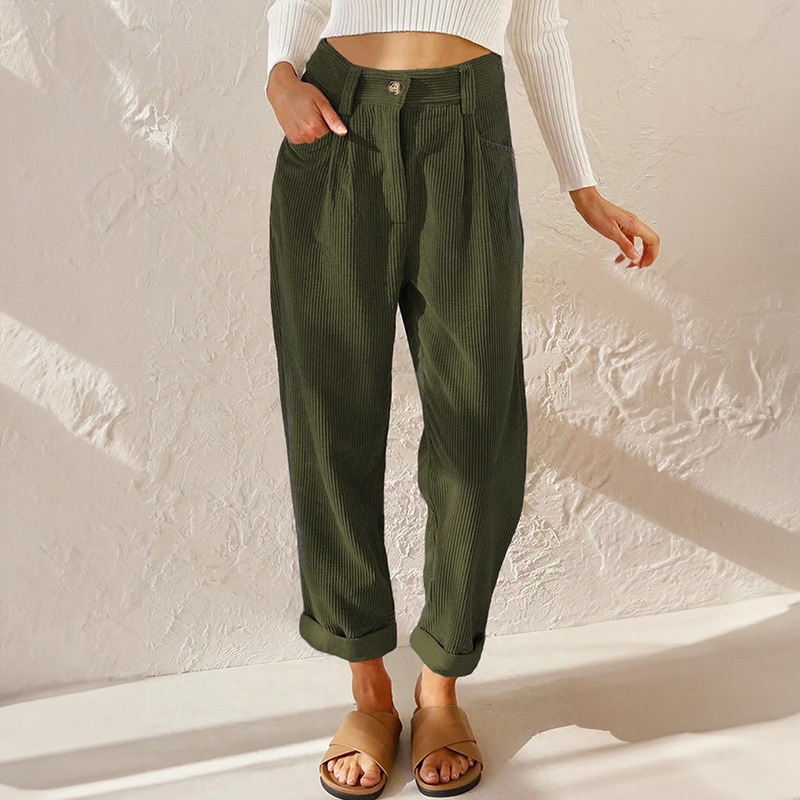 Elina | Women's High-Waist Corduroy Casual Pants