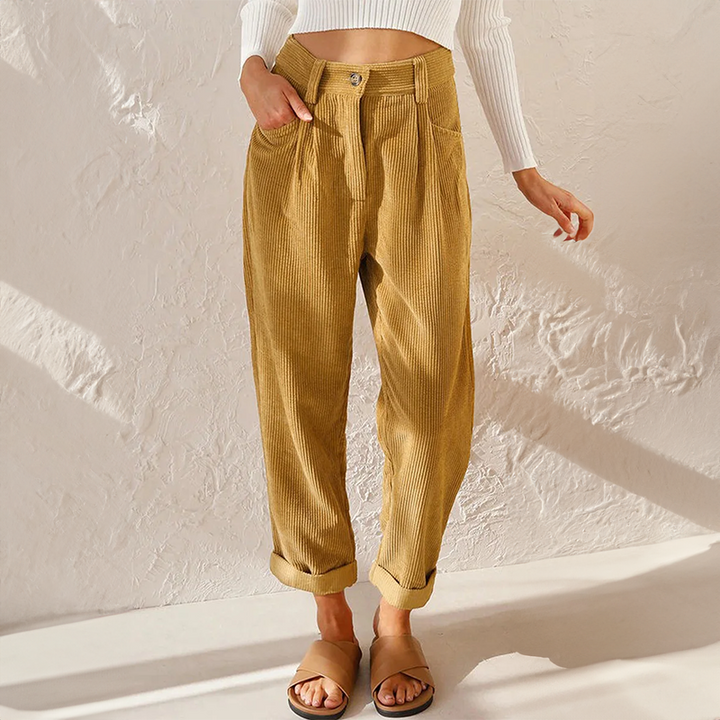 Elina | Women's High-Waist Corduroy Casual Pants