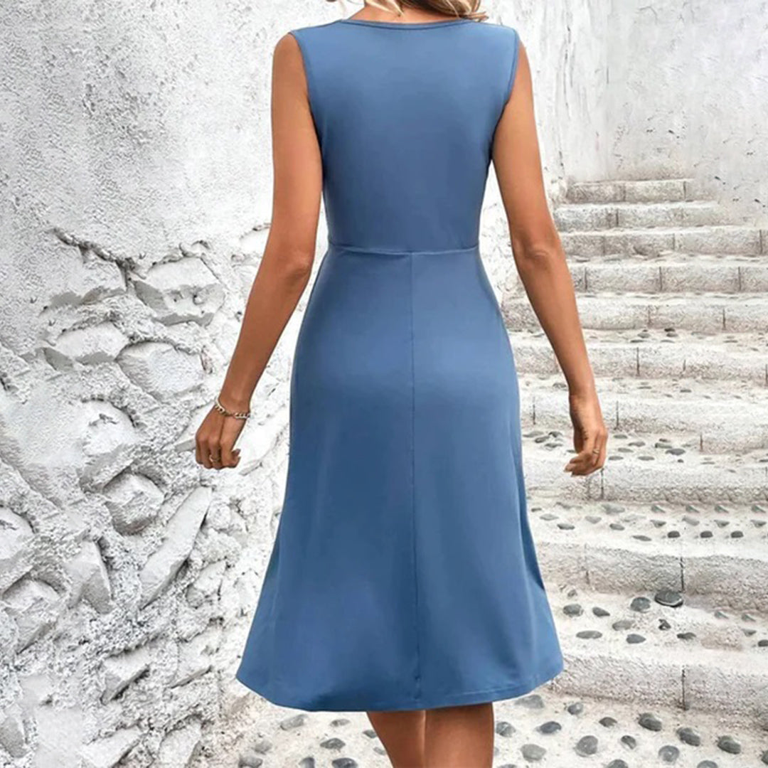 Celine | Women's Sleeveless Ruched Midi Dress