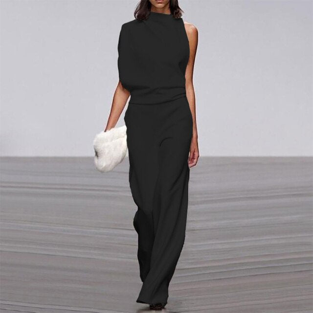 Arielle | Women's One Shoulder Wide-Leg Jumpsuit