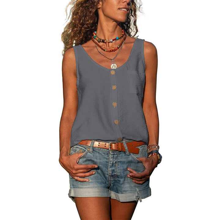 Soraya | Women's Sleeveless Button Front Tank Top