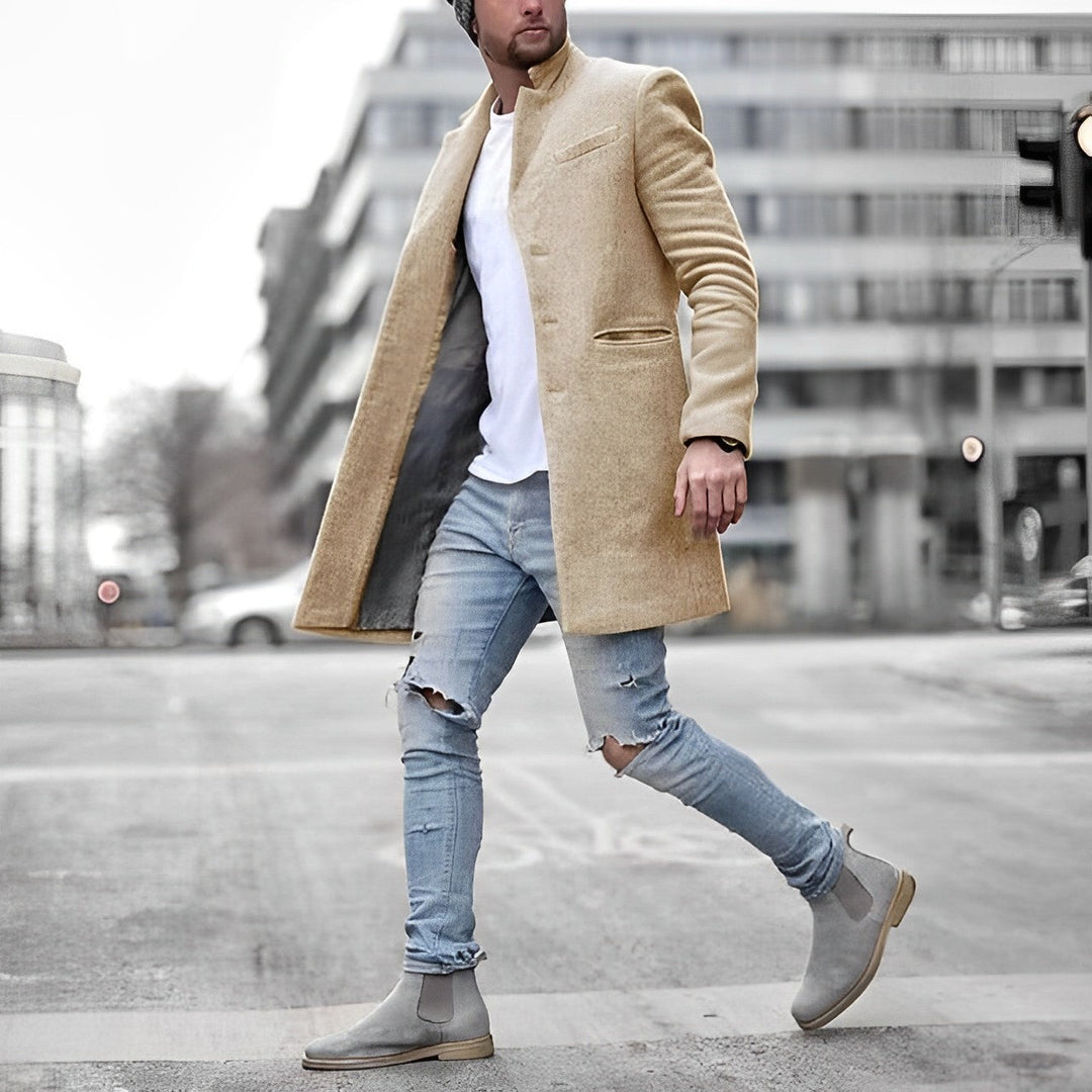 Hugo | Men's Stand Collar Longline Overcoat