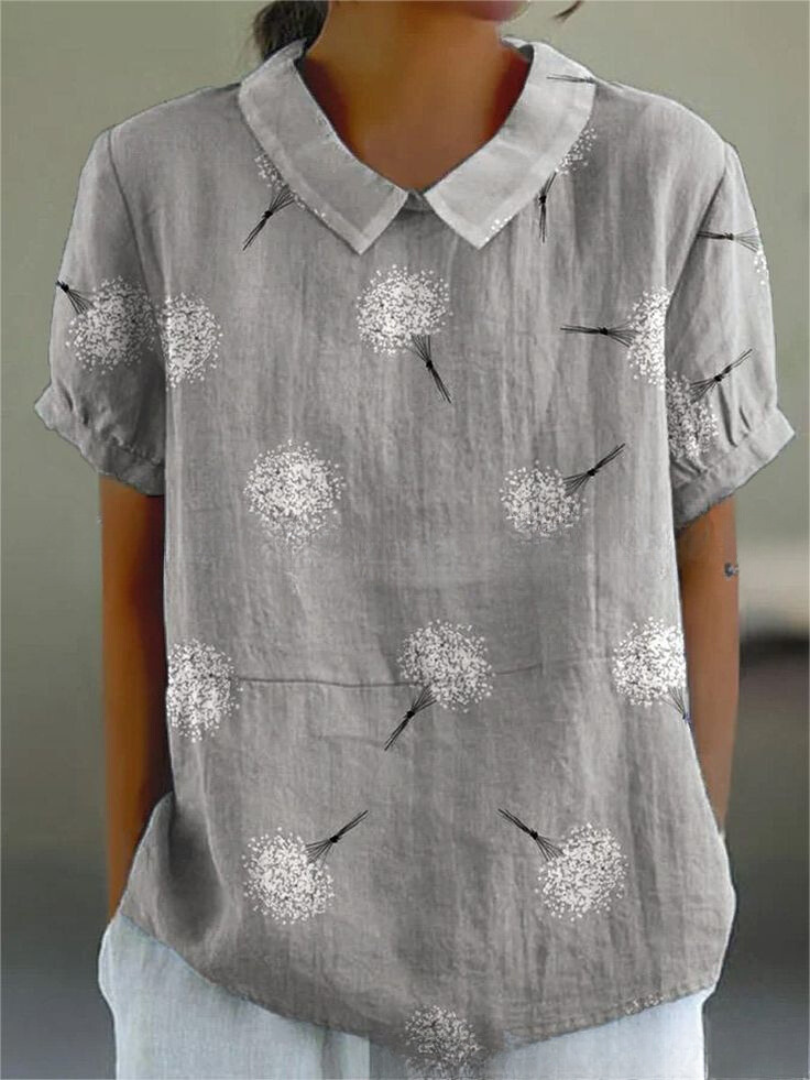 Nora | Women's Floral Linen Button Up Blouse
