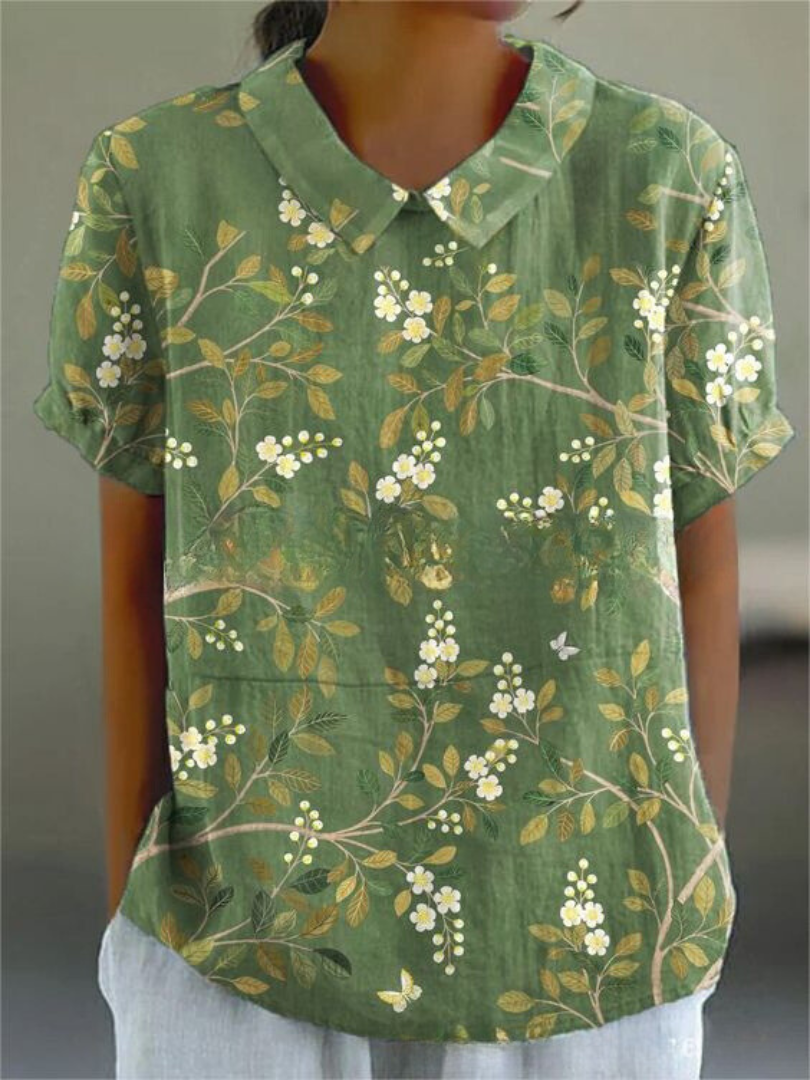 Nora | Women's Floral Linen Button Up Blouse