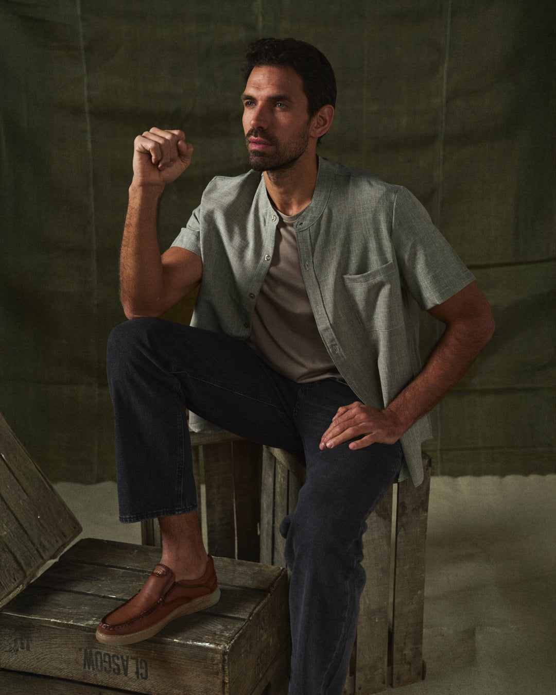 Rowan | Men's Stand Collar Button Front Casual Shirt