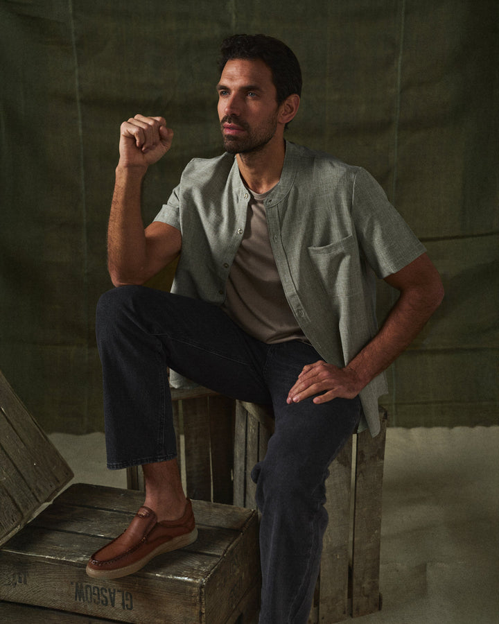Rowan | Men's Stand Collar Button Front Casual Shirt