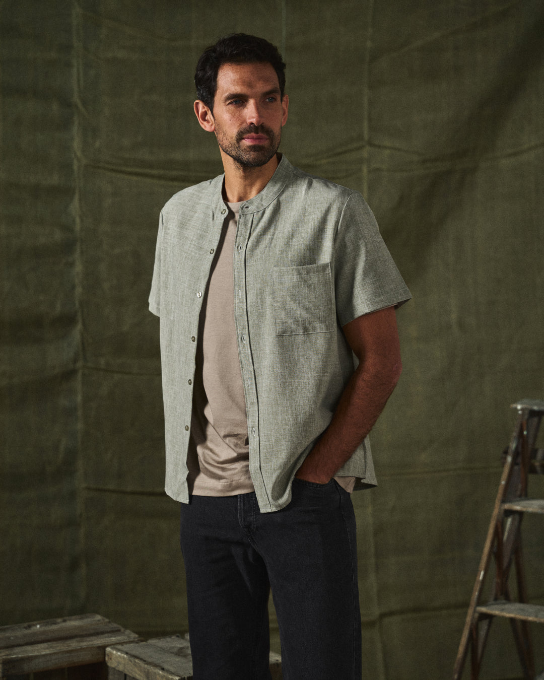 Rowan | Men's Stand Collar Button Front Casual Shirt