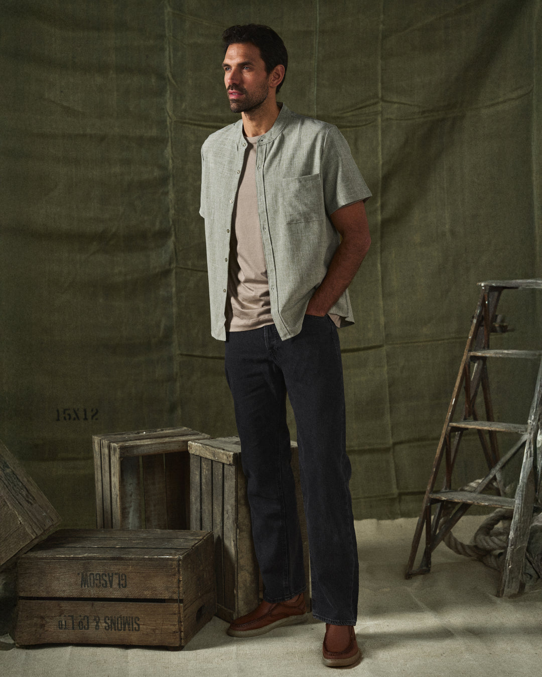 Rowan | Men's Stand Collar Button Front Casual Shirt