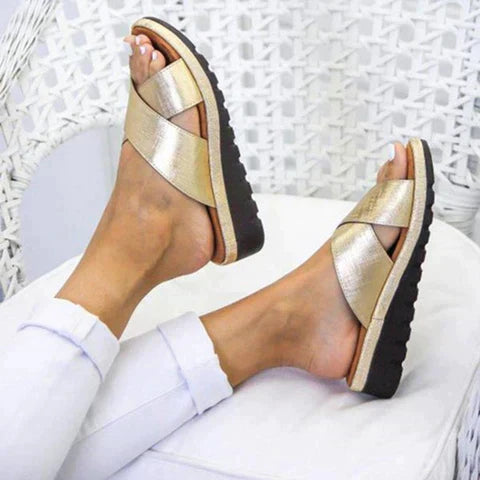 Calira | Women's Criss-Cross Open Toe Slide Sandals