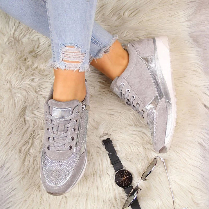 Zara | Women's Glitter Platform Lace-Up Trainers