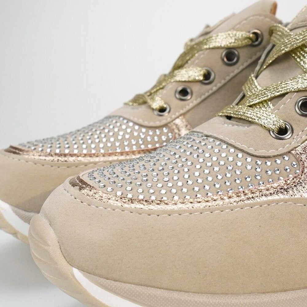 Zara | Women's Glitter Platform Lace-Up Trainers