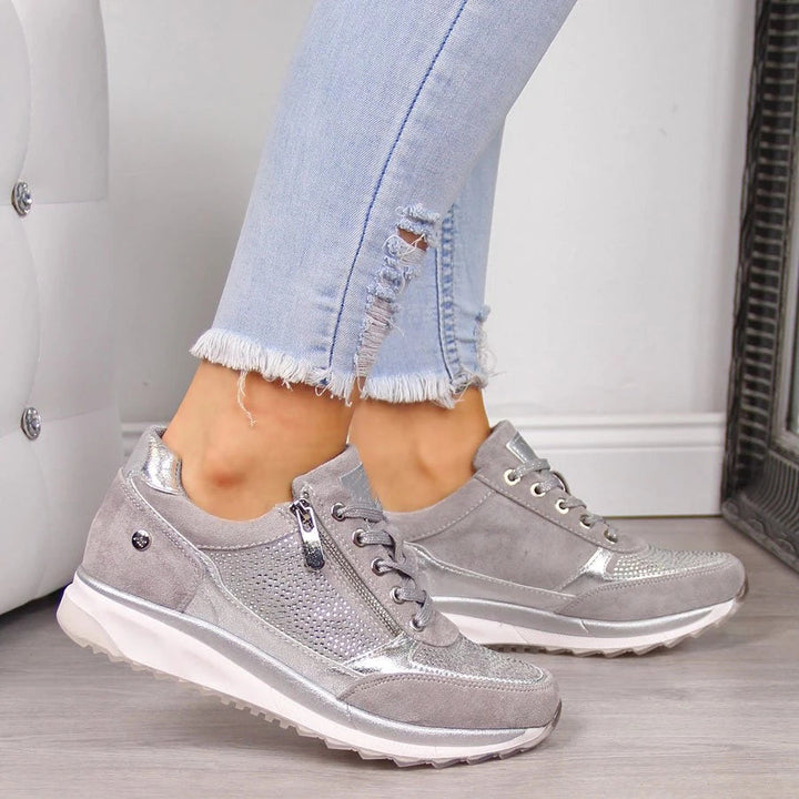 Zara | Women's Glitter Platform Lace-Up Trainers