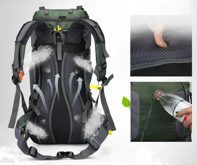 60-Litre Waterproof Hiking Backpack High-Capacity Outdoor Travel Pack