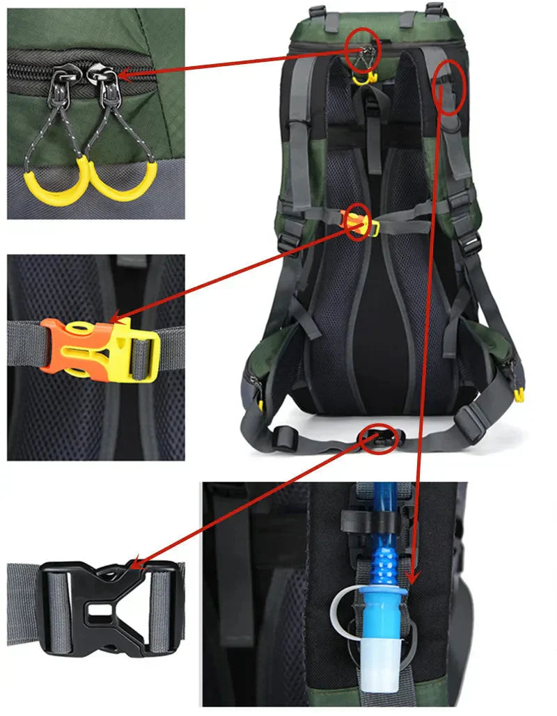60-Litre Waterproof Hiking Backpack High-Capacity Outdoor Travel Pack