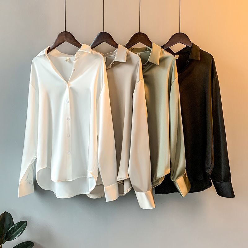 Valera | Women's Long Sleeve Satin Button Blouse