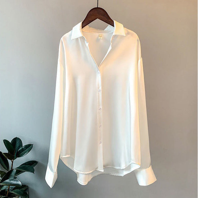 Valera | Women's Long Sleeve Satin Button Blouse