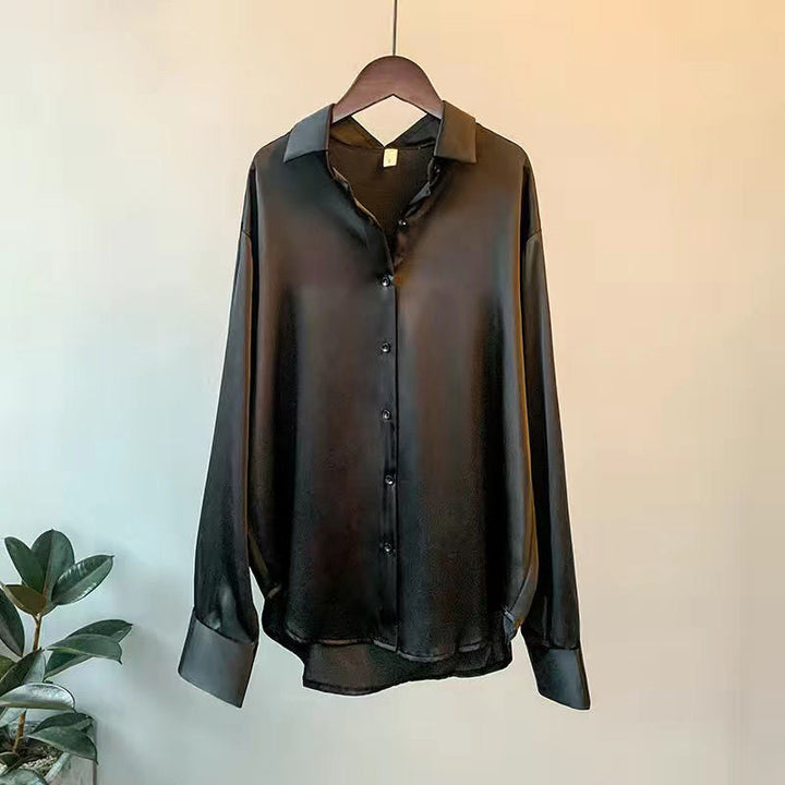 Valera | Women's Long Sleeve Satin Button Blouse